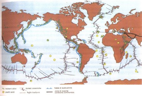 Distribuzione geografica mondiale dei vulcani